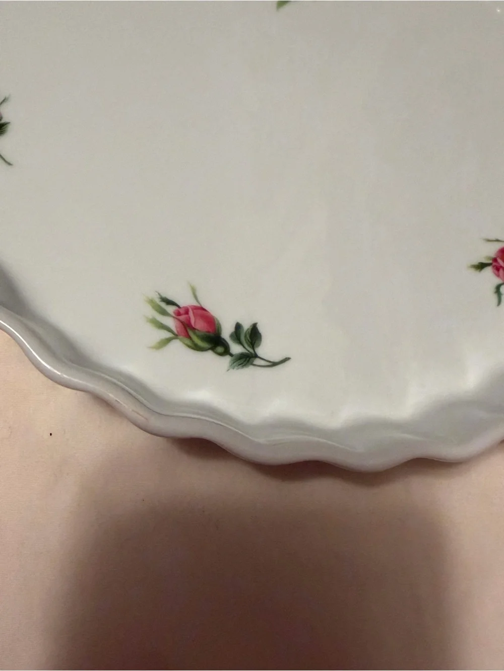 Vintage Christine Porcelain Floral Quiche Dish - Pink Rose Design